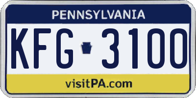 PA license plate KFG3100