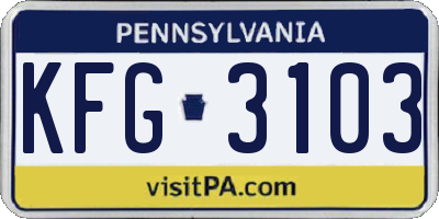 PA license plate KFG3103
