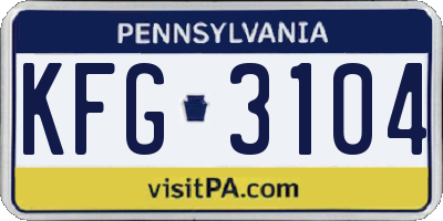PA license plate KFG3104
