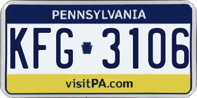 PA license plate KFG3106