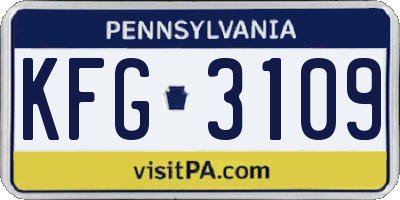 PA license plate KFG3109