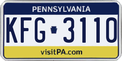 PA license plate KFG3110