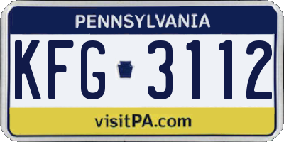 PA license plate KFG3112