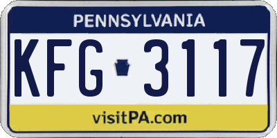 PA license plate KFG3117