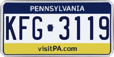 PA license plate KFG3119