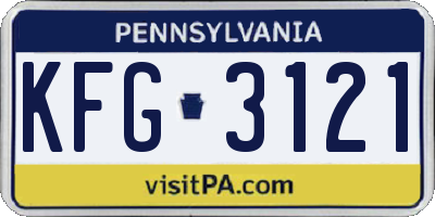 PA license plate KFG3121
