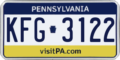 PA license plate KFG3122