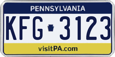 PA license plate KFG3123
