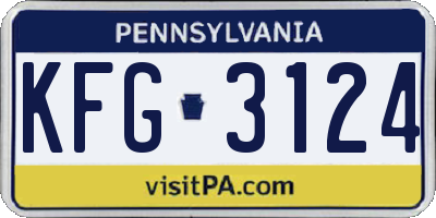 PA license plate KFG3124