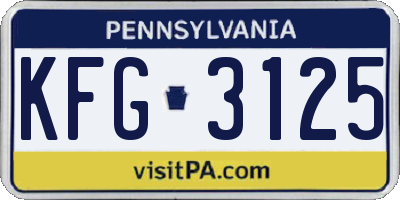 PA license plate KFG3125