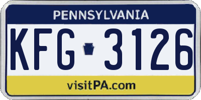 PA license plate KFG3126