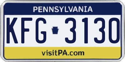 PA license plate KFG3130