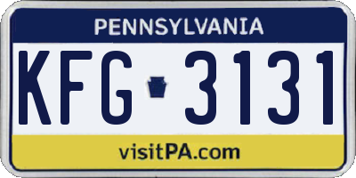 PA license plate KFG3131