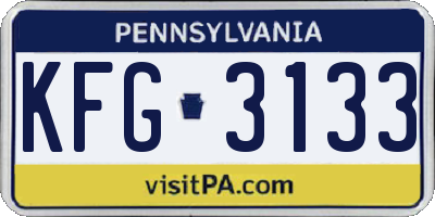 PA license plate KFG3133