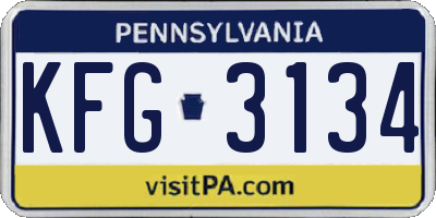 PA license plate KFG3134