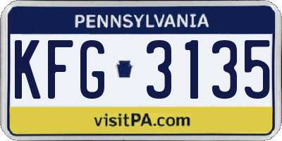 PA license plate KFG3135