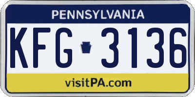 PA license plate KFG3136