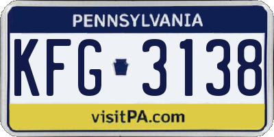 PA license plate KFG3138