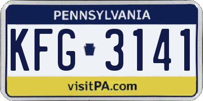 PA license plate KFG3141