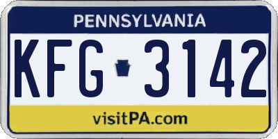 PA license plate KFG3142