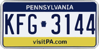 PA license plate KFG3144