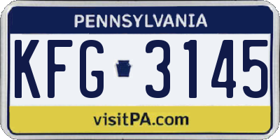 PA license plate KFG3145