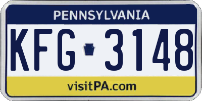 PA license plate KFG3148