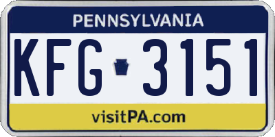 PA license plate KFG3151