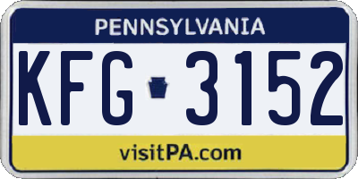 PA license plate KFG3152