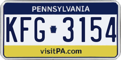 PA license plate KFG3154