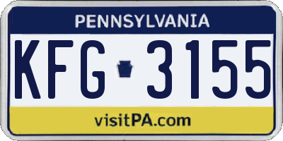 PA license plate KFG3155