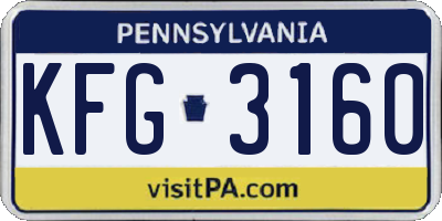PA license plate KFG3160
