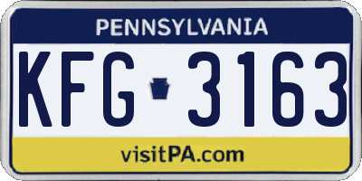 PA license plate KFG3163