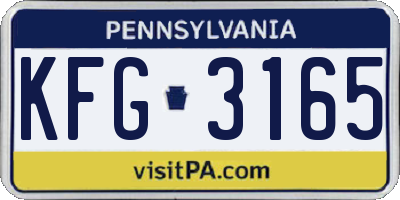 PA license plate KFG3165