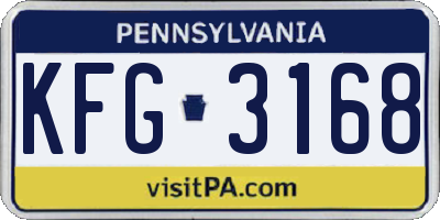 PA license plate KFG3168