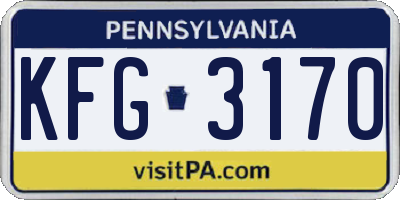 PA license plate KFG3170