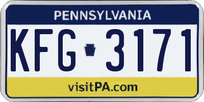PA license plate KFG3171