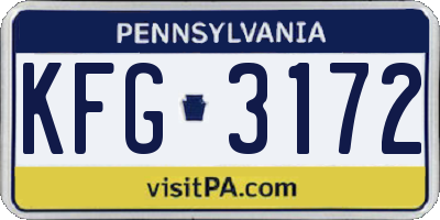 PA license plate KFG3172