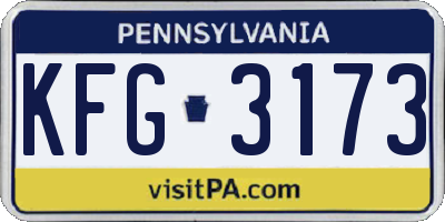PA license plate KFG3173
