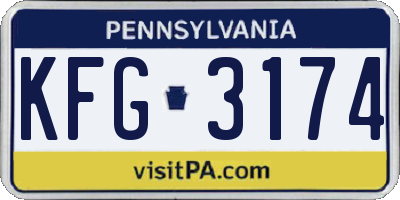 PA license plate KFG3174