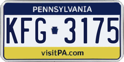 PA license plate KFG3175