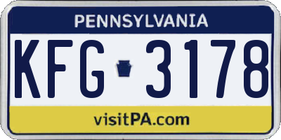 PA license plate KFG3178