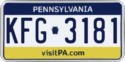 PA license plate KFG3181