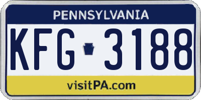 PA license plate KFG3188