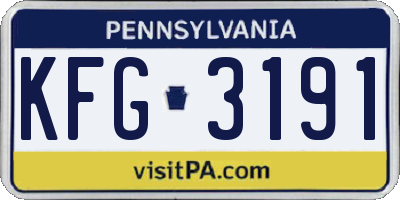PA license plate KFG3191