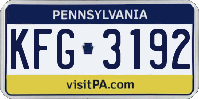 PA license plate KFG3192