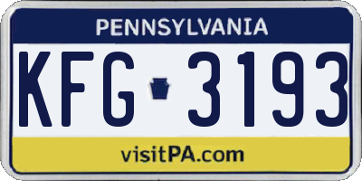 PA license plate KFG3193