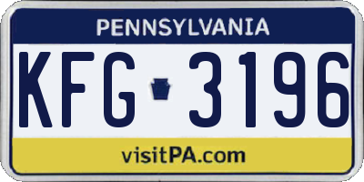 PA license plate KFG3196