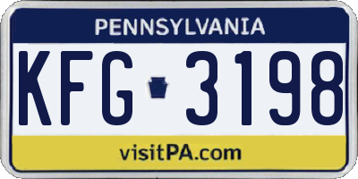 PA license plate KFG3198