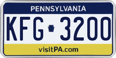 PA license plate KFG3200